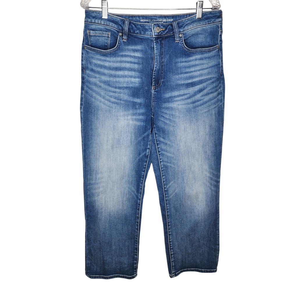Chicos High Rise Straight Leg Crop Jeans Blue Medium Wash‎ Denim Size 1.5R 10R